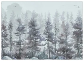 Sklenený obraz - Borovicový les II., aquarel (70x50 cm)