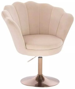 LuxuryForm DESIGN Kreslo FREY VELUR na zlatom tanieri - krémové