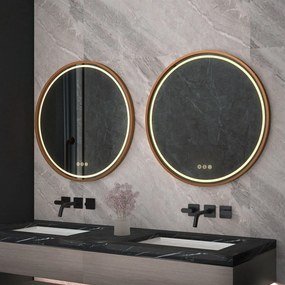 Rea MMJ, okrúhle LED zrkadlo, 60cm, kartáčovaná meď, HOM-05491