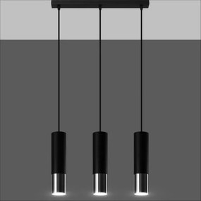 Sollux SL.0942 - Luster na lanku LOOPEZ 3xGU10/10W/230V čierna/chróm