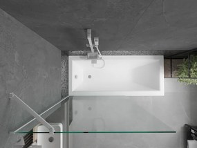 Mexen Next, vaňová  zástena 1-krídlová 90 x 150 cm, fixné krídlo, 6 mm číre sklo, biely profil, 895-090-000-00-00-20