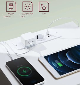 Sada 2 ks nočných stolíkov Vasagle Girgo so zásuvkou a USB portmi biela II