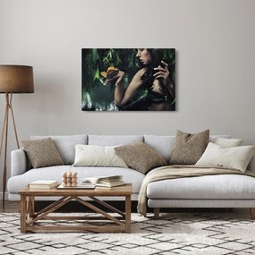 Obraz pôvabnej ženy s motýľom (90x60 cm)