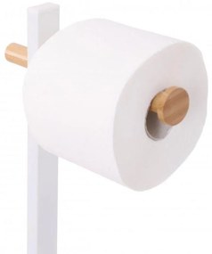 Erga Yami, držiak toaletného papiera s WC kefou a zásobníkom na papier, biela-hnedá, ERG-YKA-P.YAMI-WHT