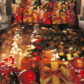 Obliečky Vianočné darčeky a stromček Bavlna 3-dielna súprava