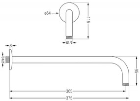 Mexen Kai DR70 podomietková vaňová a sprchová súprava s dažďovou sprchou 25 cm,  zlatá, 77602DR70251-50