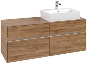 VILLEROY &amp; BOCH Collaro závesná skrinka pod umývadlo na dosku (umývadlo vpravo), 4 zásuvky, s LED osvetlením, 1400 x 500 x 548 mm, Oak Kansas, C133B0RH