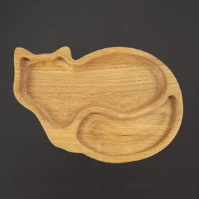 AMADEA Drevená miska mačka, masívne drevo, veľkosť 21 cm, český výrobok