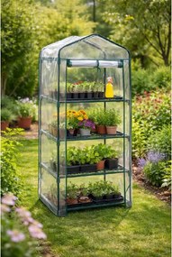 Mini fóliový skleník s policami BestBerg BBGH-158 / 68 × 49 × 158 cm / čierna/transparentná