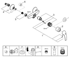 GROHE 23631000 - Sprchová batéria BAUCURVE 150 mm, lesklý chróm