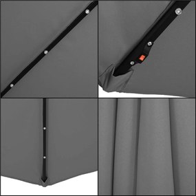 Záhradný slnečník 3m LED SPRINGOS GU0046 - sivý