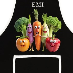 Kuchynská zástera Happy Veggie EMI, čierna
