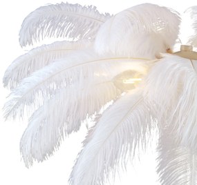 Art Deco stojacia lampa béžová s bielymi perami - Peahen