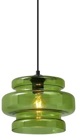 Retro závesná lampa čierna so zeleným sklom - Denise