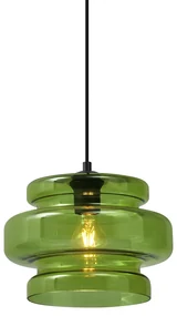 Retro závesná lampa čierna so zeleným sklom - Denise
