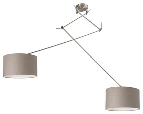 Oceľové závesné svietidlo s tienidlom 35 cm taupe nastaviteľné 2-svetlo - Blitz