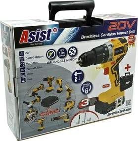 ASIST AKU GANG AE2V20AB-201P-BMC Akumulátorová vŕtačka s príklepom BRUSHLESS 20 V, 2,0 Ah START SET