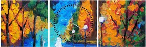 Obraz - Milenci, Pointilizmus (s hodinami) (90x30 cm)