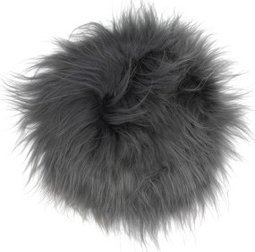 Kožený šedý guľatý podsedák dlhý chlp Iceland grey - Ø37cm
