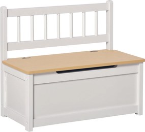 HOMCOM Úložná truhlica pre deti s opierkou a mäkkým víkom, nosnosť 40 kg, do detských izieb, 60x30x50 cm, biela | Aosom