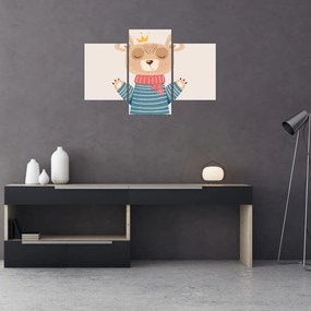 Obraz - Béžový medvedík s korunkou (90x60 cm)
