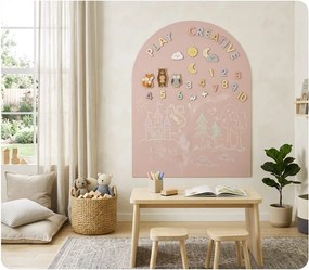 Samolepiaca magnetická fólia na stenu v tvare oblúka 100 × 80 cm - béžová
