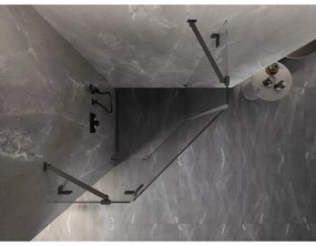 Mexen Lunar, päťuholníkový sprchový kút s výklopným ľavým oknom 80 x 80 cm, 8mm číre sklo, grafitový profil, 831-080L-080P-95-00-L