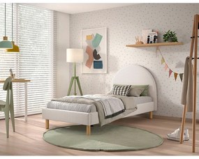 Biela čalúnená jednolôžková posteľ s roštom 90x200 cm MOON – Vipack