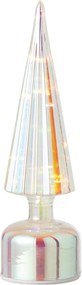 Rebrovaný sklenený stromček LED svetlom M – 9*9*31 cm