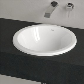 VILLEROY &amp; BOCH Loop &amp; Friends okrúhle zápustné umývadlo bez otvoru, bez prepadu, priemer 450 mm, biela alpská, s povrchom CeramicPlus, 4A6001R1