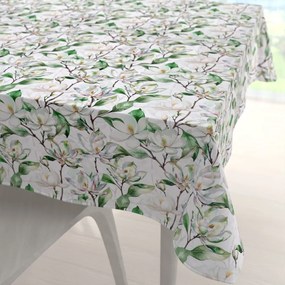 Biante Teflónový štvorcový obrus TF-117 Kvety magnólie na bielom 80x80 cm