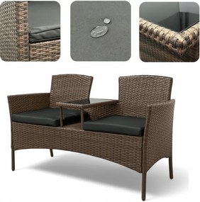 Záhradný ratanový set NM-03 - svetlo hnedý + sivé vankúše
