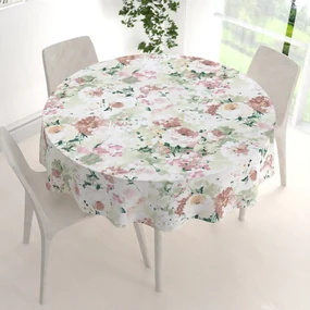 Biante Dekoračný okrúhly obrus PM-018 Maľované kvety na zelenom Ø 110 cm