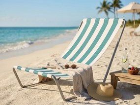 Skladacie plážové ležadlo SAND, tyrkysové pruhy