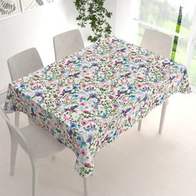 Biante Bavlnený obdĺžnikový obrus Sandra SA-495 Dúhové kolibríky medzi kvetmi 140x180 cm