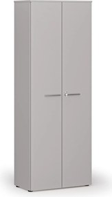 Kancelárska skriňa s dverami PRIMO GRAY, 800 x 420 x 2128 mm, sivá