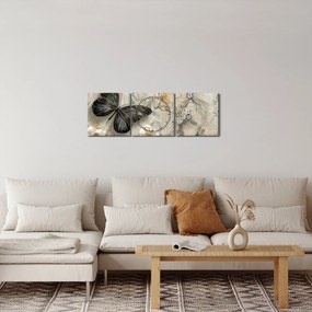 Obraz - Mramorové pozadie s motýľmi (s hodinami) (90x30 cm)