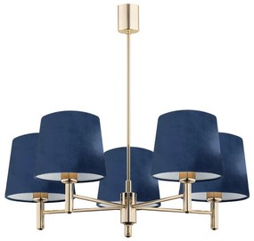 Argon 2086 - Luster na tyči PONTE 5xE27/15W/230V mosadz/modrá