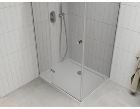 Mexen Roma, sprchovací kút 100 (dvere) x 80 (stena) cm, 6mm číre sklo, chrómový profil + slim sprchová vanička 5cm, 854-100-080-01-00-4010