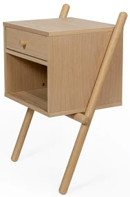 Nočný stolík v dekore duba v prírodnej farbe Wiru – Woodman