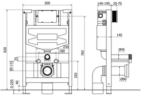 Mexen Fenix XS-F, podomietkový modul a závesné WC Carmen, čierna matná, 6803388XX85