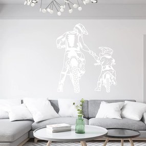 Veselá Stena Samolepka na stenu na stenu Motokros otec a syn Farba: bílá, Veľkosť: 100 x 87 cm