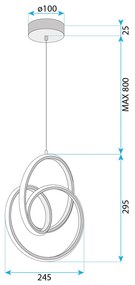 Toolight Toolight, LED závesné svietidlo 25x30cm, 24W, 4000K, G076-1CP, zlatá lesklá, OSW-08650