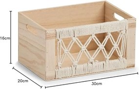 Drevená debnička, box v boho štýle MACRAMÉ 30x20x16