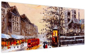 Obraz - Maľba zimného mesta (120x50 cm)