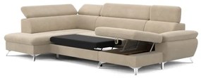 Rozkladacia rohová sedačka do U CATANIA ľavá s úložným priestorom béžová