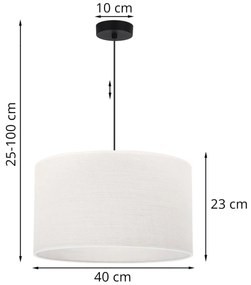 Závesné svietidlo Juta, 1x biele jutové tienidlo, (fi 40cm), b
