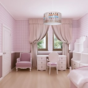 Detské závesné svietidlo Ballerina, 1x plastové tienidlo so vzorom, w