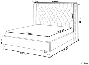Zamatová posteľ 140 x 200 cm béžová LUBBON Beliani