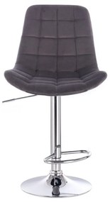 LuxuryForm Barová stolička PARIS VELUR na striebornom tanieri - šedá